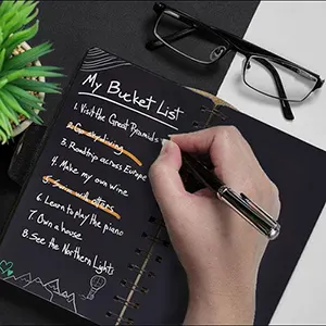 Black Notebook with White Gel Pen