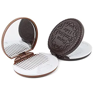 Choco Biscuit Pocket Mirror with Comb