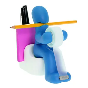 Pooping Man Tape Dispenser / Pen Holder / Sticky Notes Holder / Paper Clip Organizer